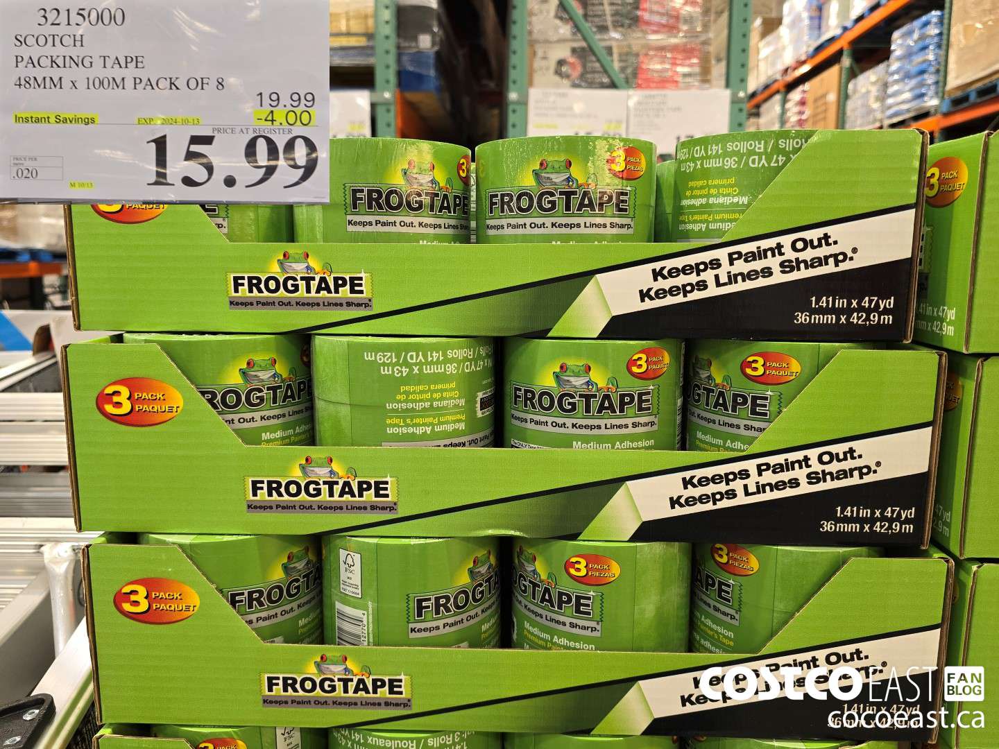 3215000 SCOTCH PACKING TAPE 48MM x 100M PACK OF 8 ($4.00 INSTANT SAVINGS EXPIRES ON 2024-10-13) $15.99
