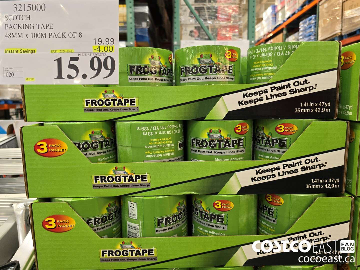 3215000 SCOTCH PACKING TAPE 48MM x 100M PACK OF 8 ($4.00 INSTANT SAVINGS EXPIRES ON 2024-10-13) $15.99