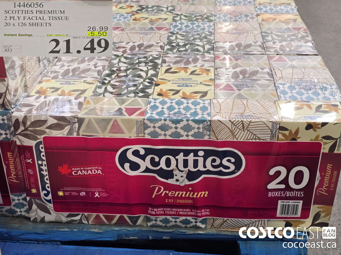 1446056 SCOTTIE PREMIUM 2 PLY FACIAL TISSUES 20 x 126 sheets ($5.50 INSTANT SAVINGS EXPIRES ON 2024-11-10) $21.49