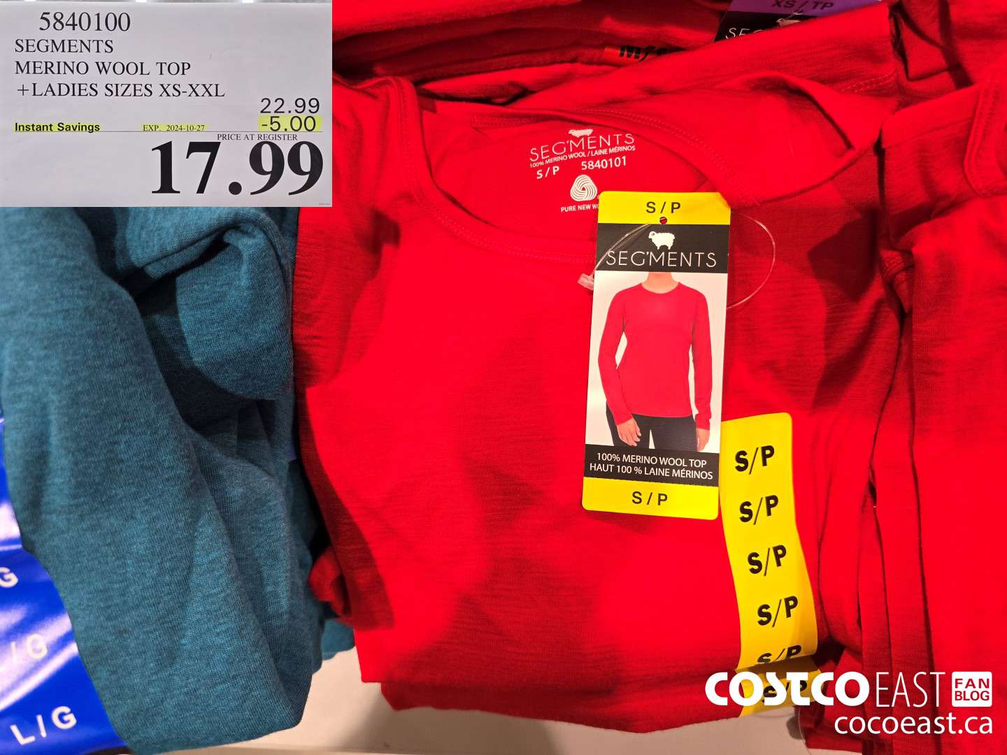 5840100 SEGMENTS MERINO WOOL TOP + LADIES SIZES XS-XXL ($5.00 INSTANT SAVINGS EXPIRES ON 2024-10-27) $17.99