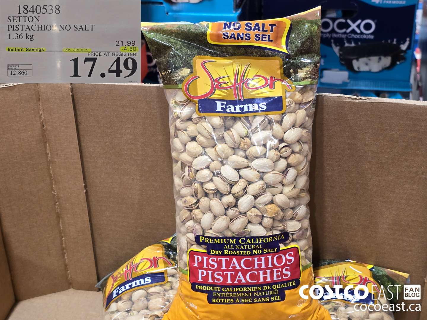 1840538 SETTON PISTACHIOS NO SALT 1.36 kg ($4.50 INSTANT SAVINGS EXPIRES ON 2024-10-27) $17.99