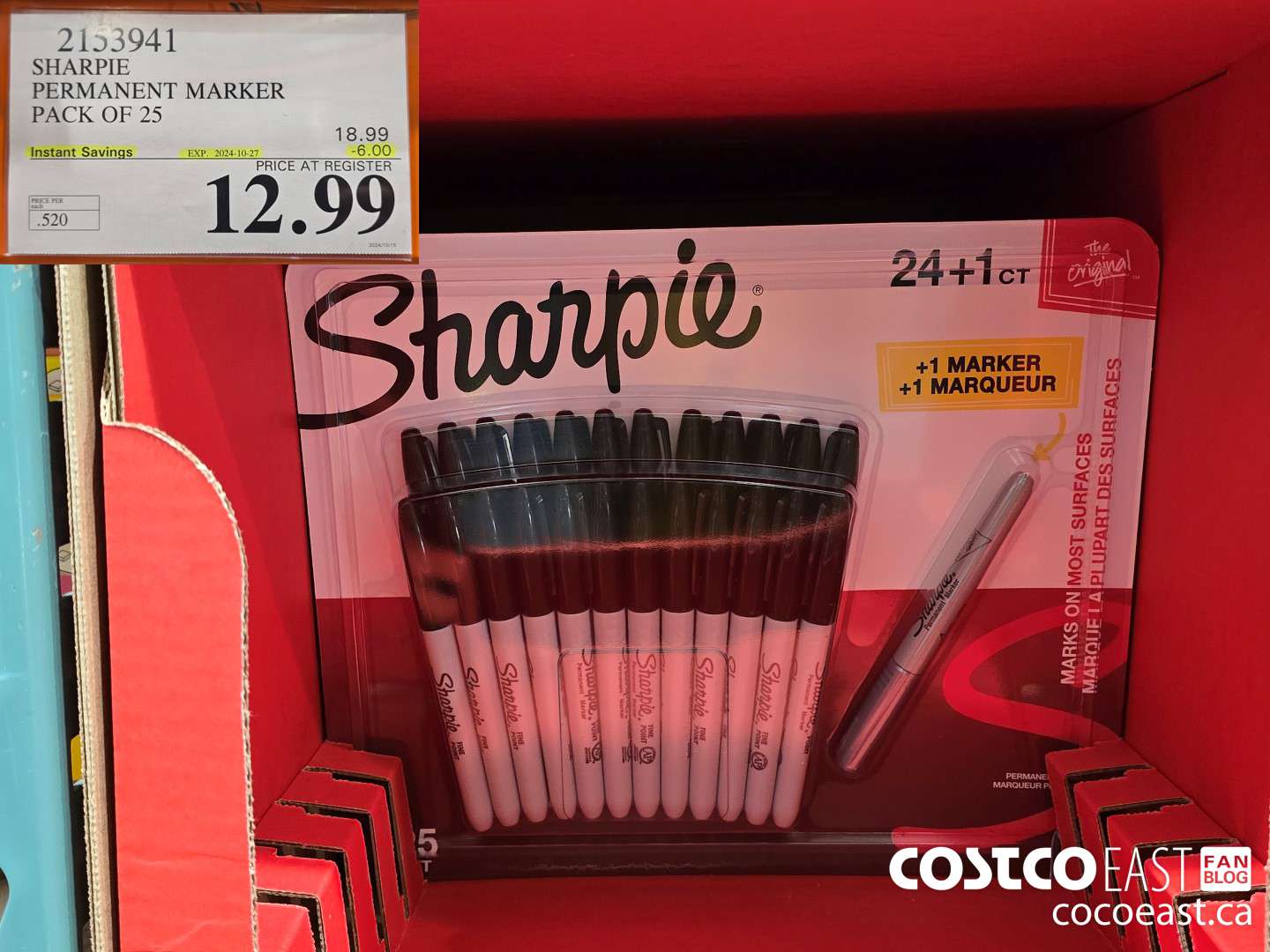 2153941 SHARPIE PERMANENT MARKER PACK OF 25 ($6.00 INSTANT SAVINGS EXPIRES ON 2024-10-27) $12.99