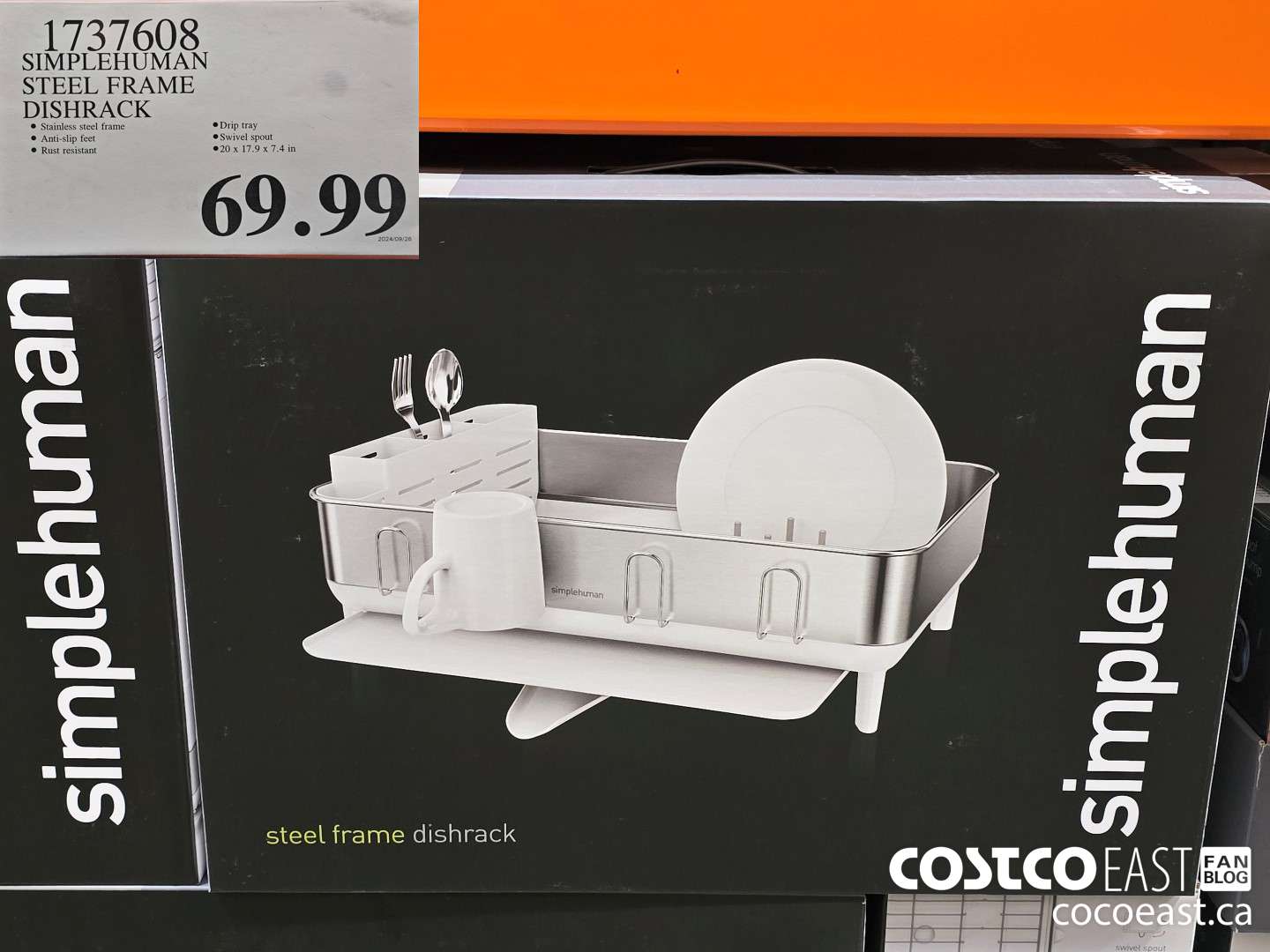 1737608 SIMPLEHUMAN STEEL FRAME DISHRACK $69.99