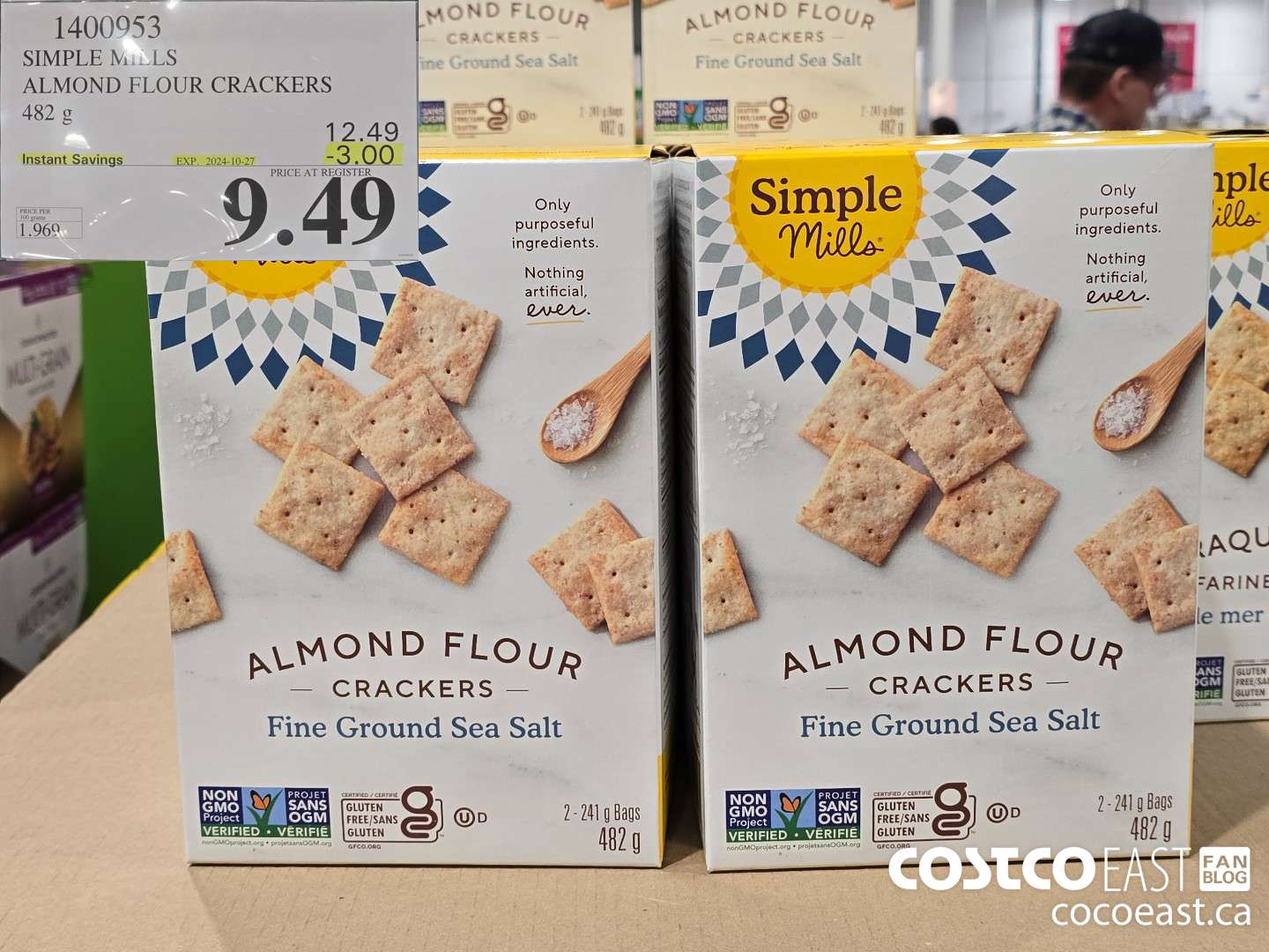1400953 SIMPLE MILLS ALMOND FLOUR CRACKERS 482 G ($3.00 INSTANT SAVINGS EXPIRES ON 2024-10-27) $9.49