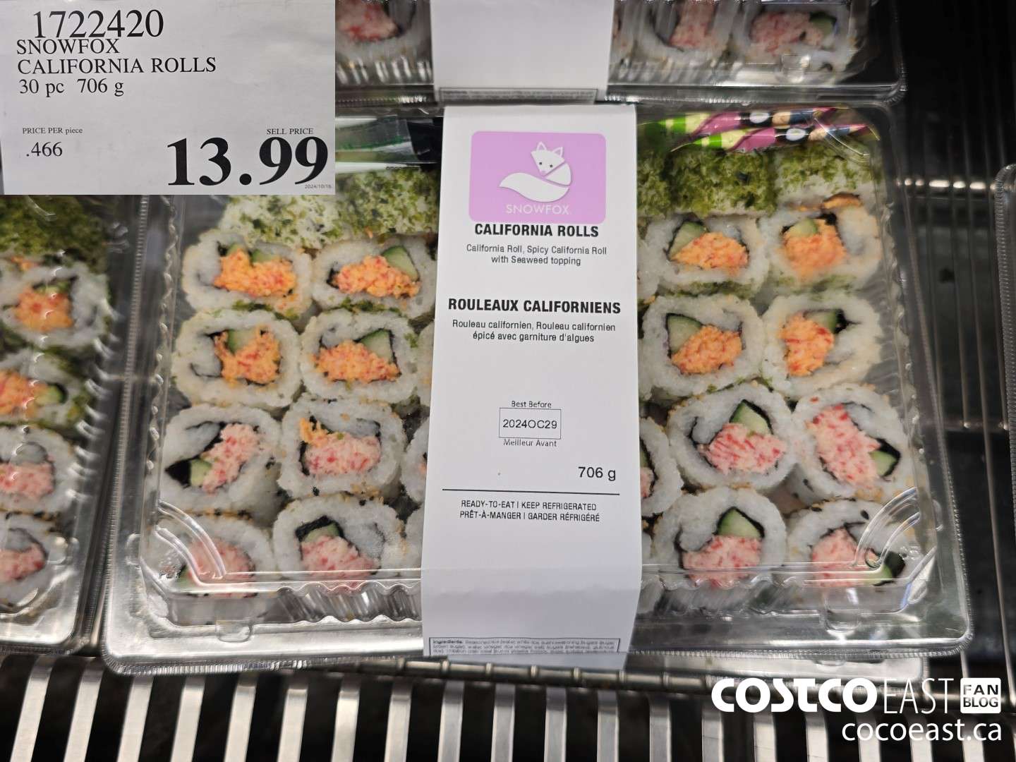 1722420 SNOWFOX CALIFORNIA ROLLS 30 PC 706 G $13.99