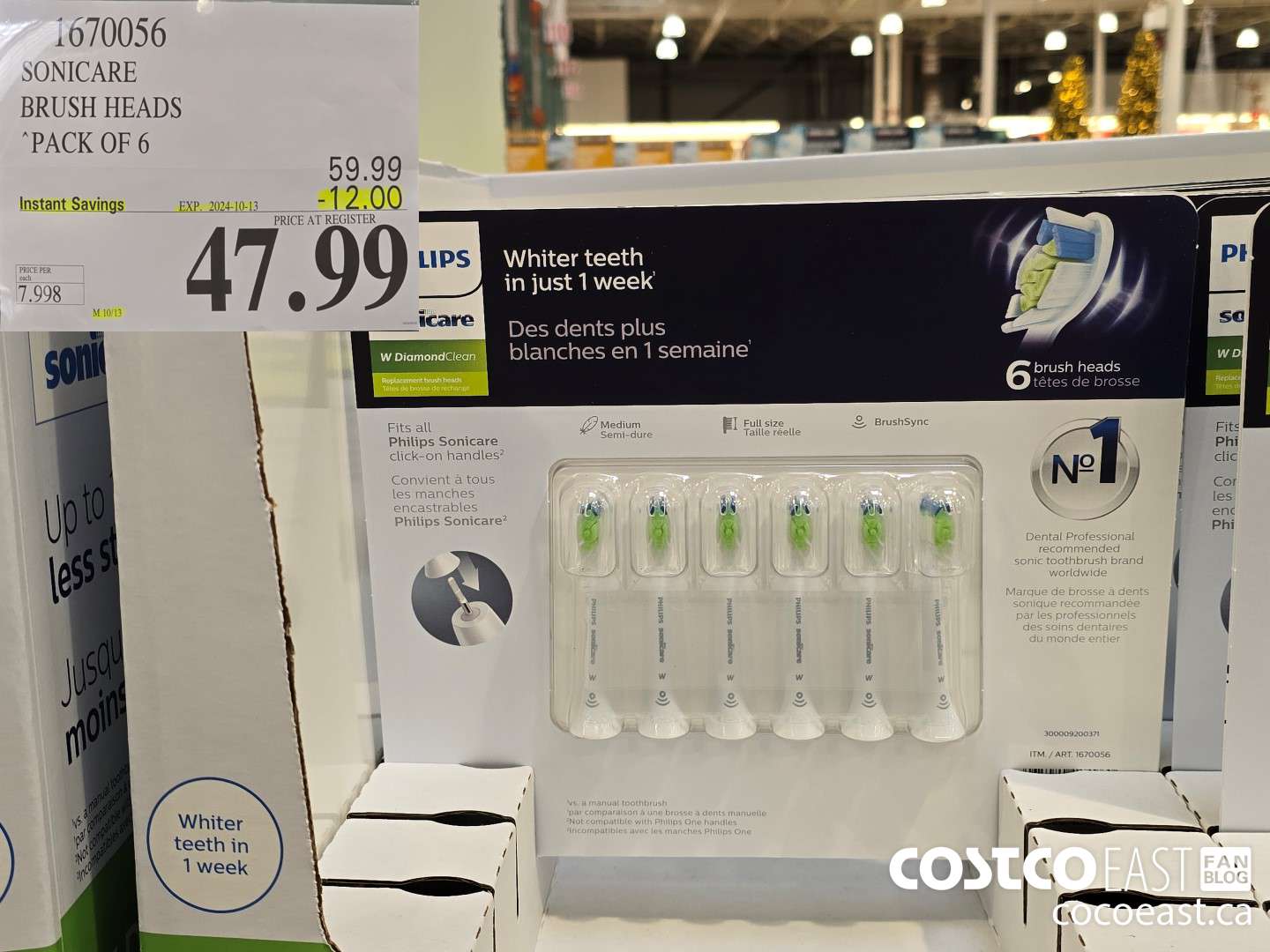 1670056 SONICARE BRUSH HEADS PACK OF 6 ($12.00 INSTANT SAVINGS EXPIRES ON 2024-10-13) $47.99