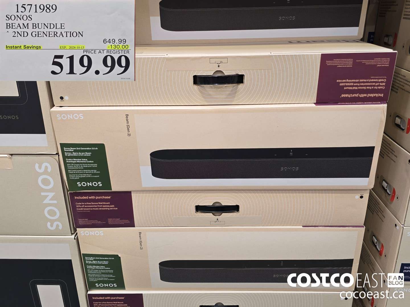 1571989 SONOS BEAM BUNDLE 2ND GENERATION 2024-01-013 ($130.00 INSTANT SAVINGS) $519.99