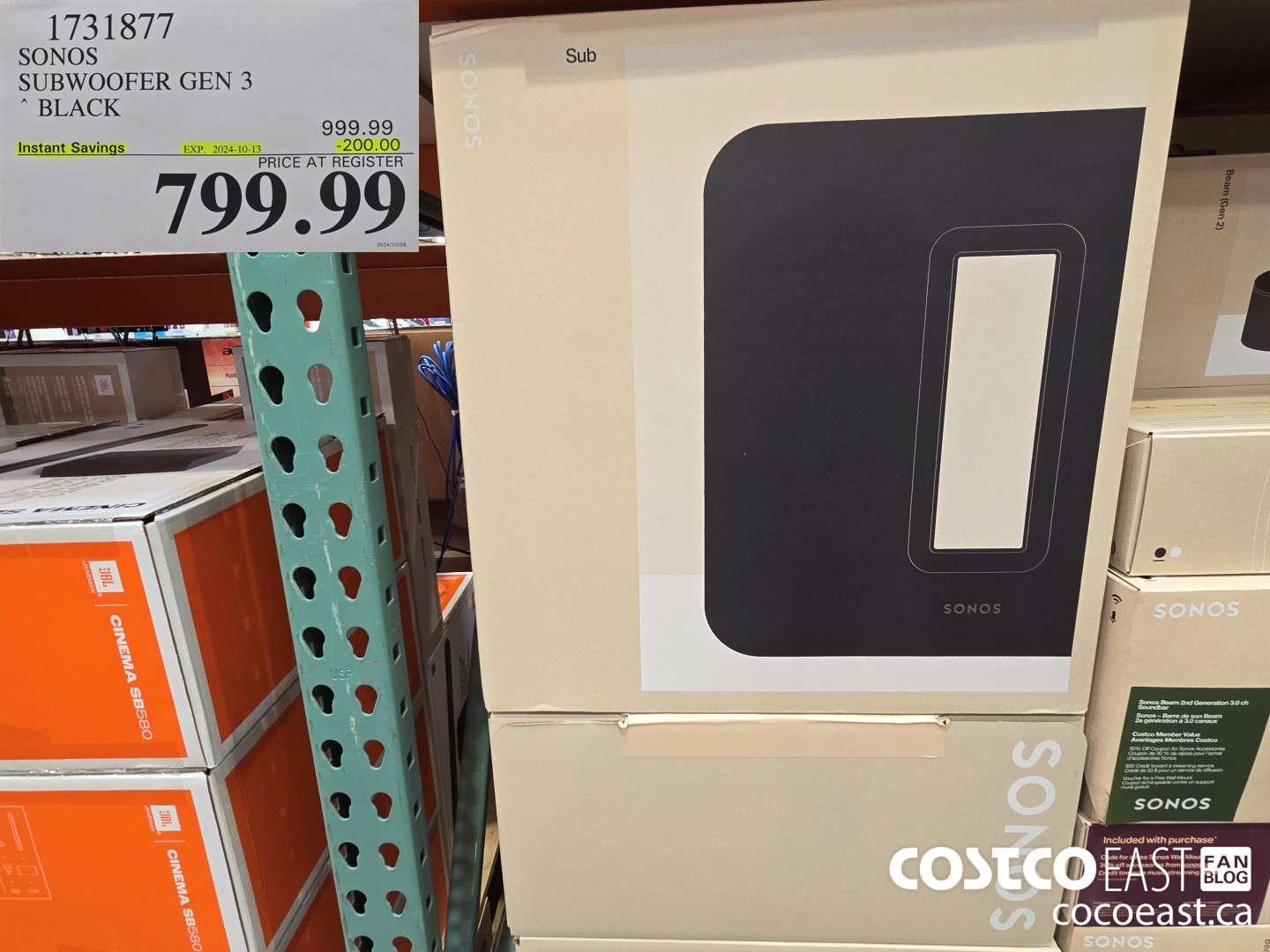 1731877 SONOS SUBWOOFER GEN 3 BLACK ($200.00 INSTANT SAVINGS EXPIRES ON 2024-10-13) $799.99