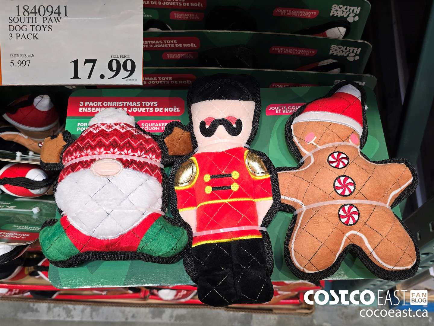 1840941 SOUTH PAW DOG TOYS 3 PACK $17.99