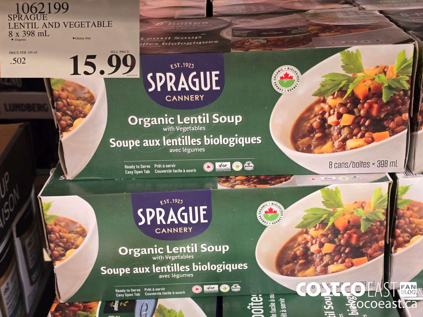 1062199 SPRAGUE LENTIL&VEGETABLE SOUP 8 X 398 ML $15.99