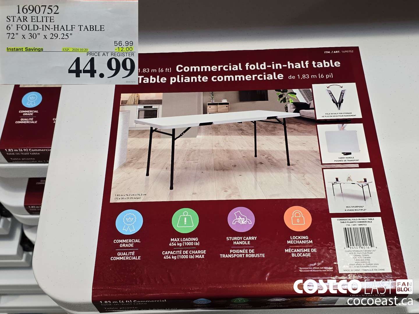 1690752 STAR ELITE 6' FOLD-IN-HALF TABLE 72