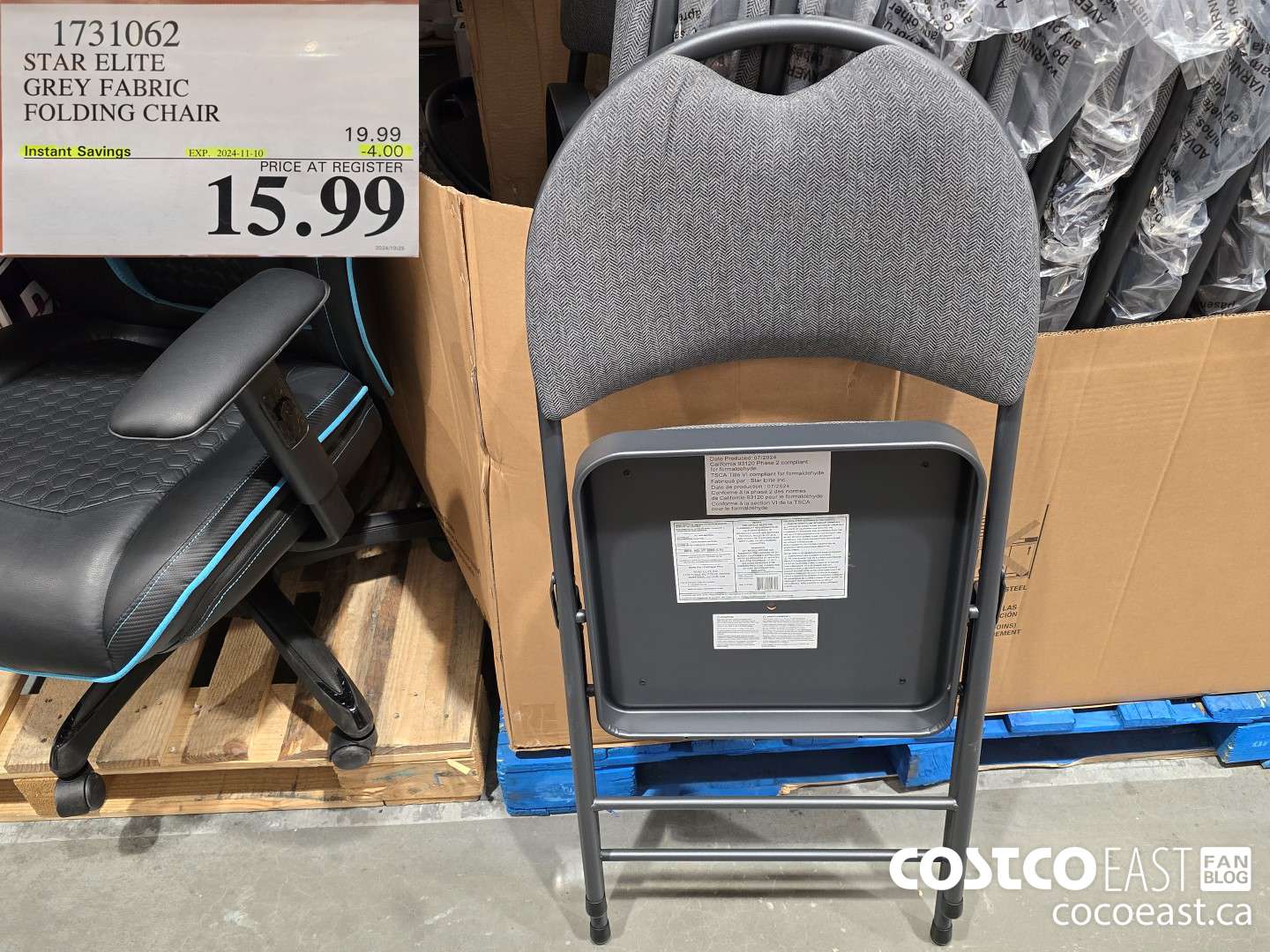 1731062 STAR ELITE GREY FABRIC FOLDING CHAIR ($4.00 INSTANT SAVINGS EXPIRES ON 2024-11-10) $15.99