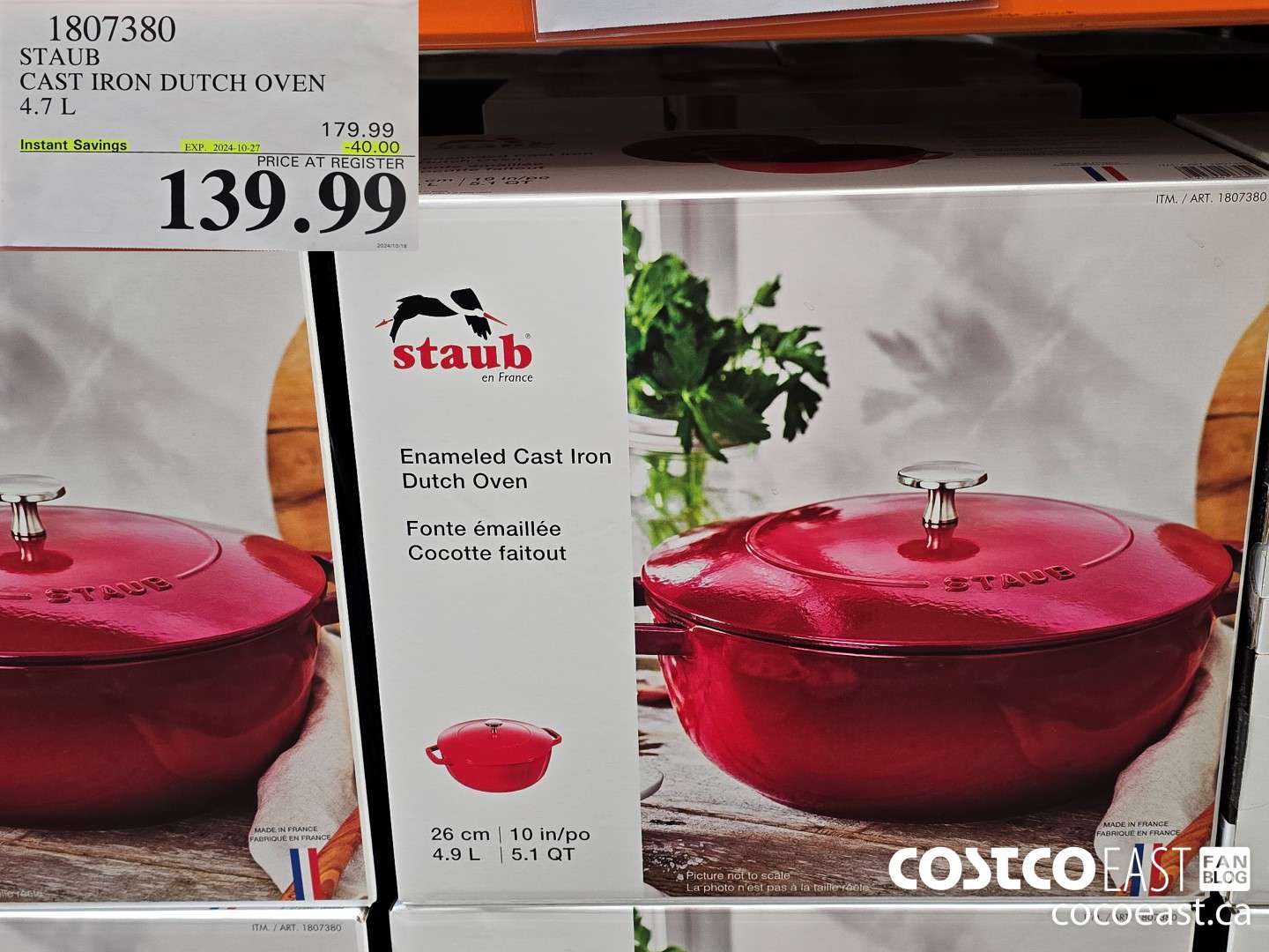 1807380 STAUB CAST IRON DUTCH OVEN 4.7 L ($40.00 INSTANT SAVINGS EXPIRES ON 2024-10-27) $139.99