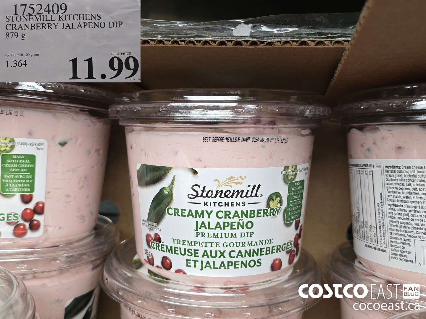 1752409 STONEMILL CREAMY CRANBERRY JALAPENO DIP 879 G $11.99