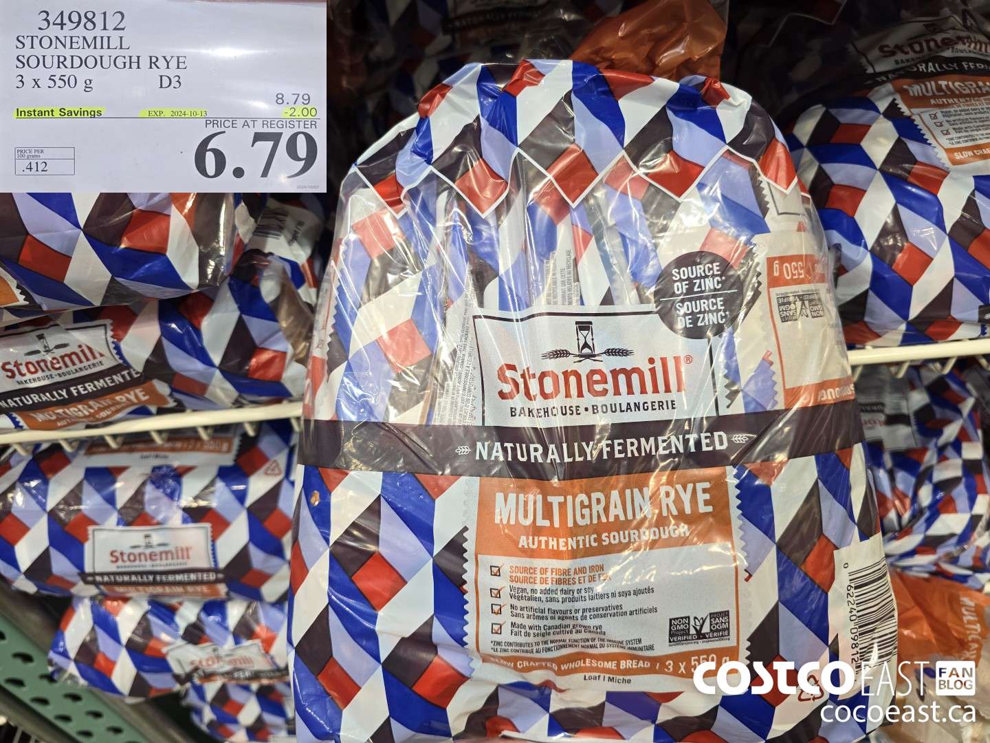 349812 STONEMILL SOURDOUGH RYE 3 X 550 G ($2.00 INSTANT SAVINGS EXPIRES ON 2024-10-13) $6.79