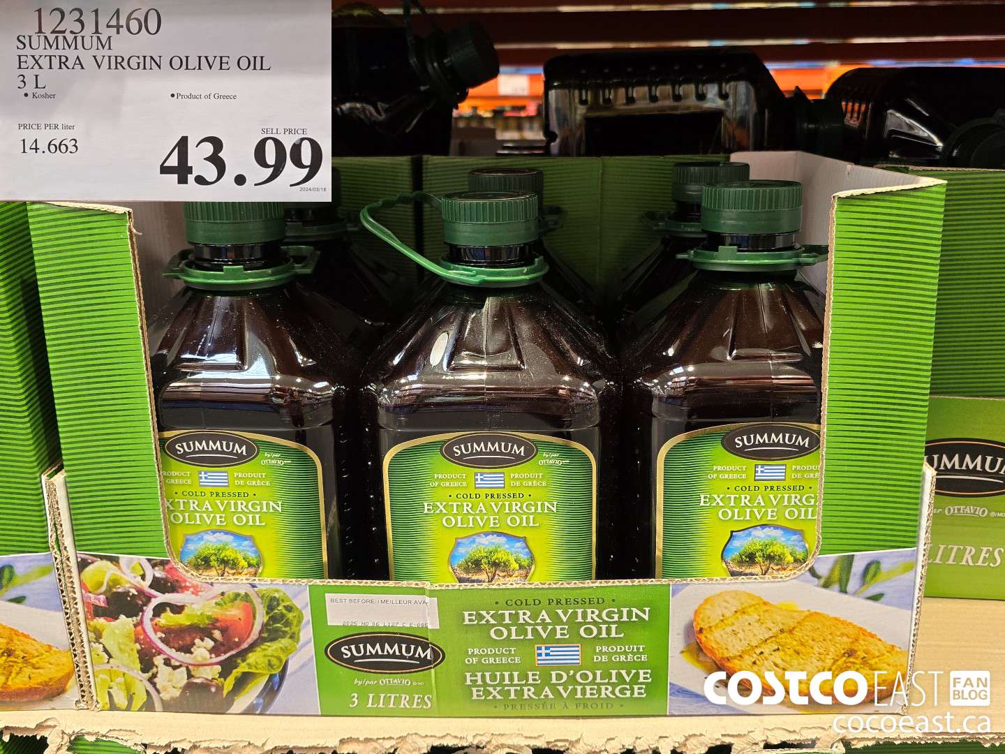 1231460 SUMMUM EXTRA VIRGIN OLIVE OIL 3 L $43.99