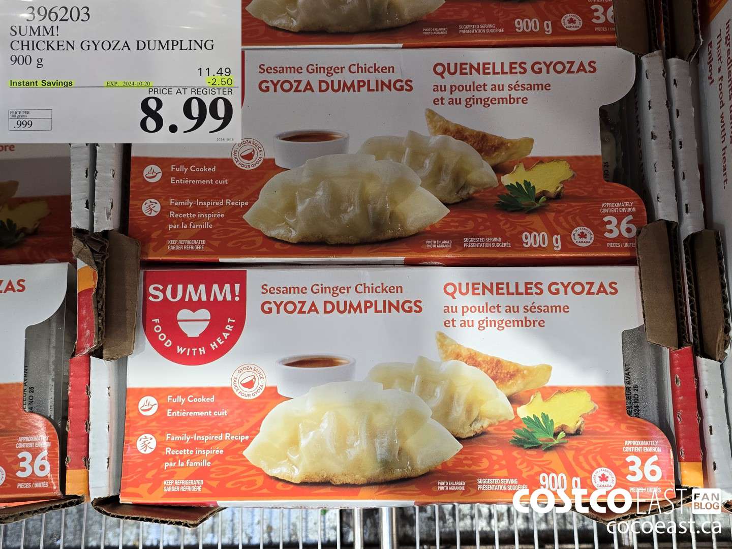 396203 SUMM! CHICKEN GYOZA DUMPLING 900G ($2.50 INSTANT SAVINGS EXPIRES ON 2024-10-20) $8.99