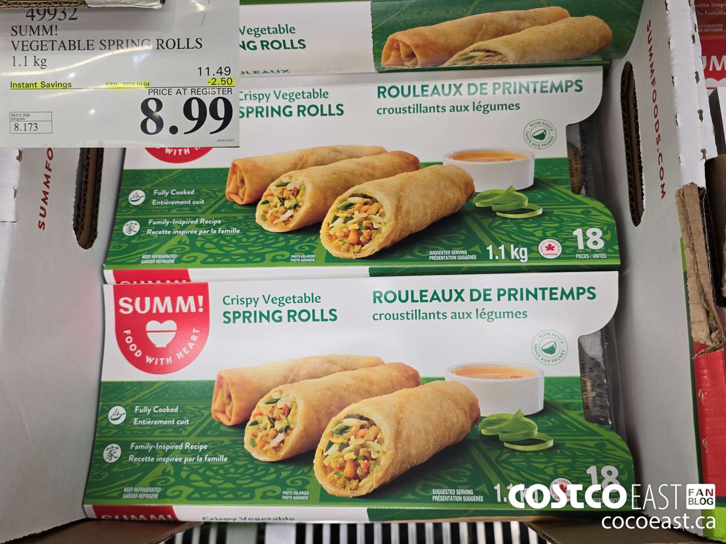 49932 SUMM! VEGETABLE SPRING ROLLS 1.1KG ($2.50 INSTANT SAVINGS EXPIRES ON 2024-10-04) $8.99