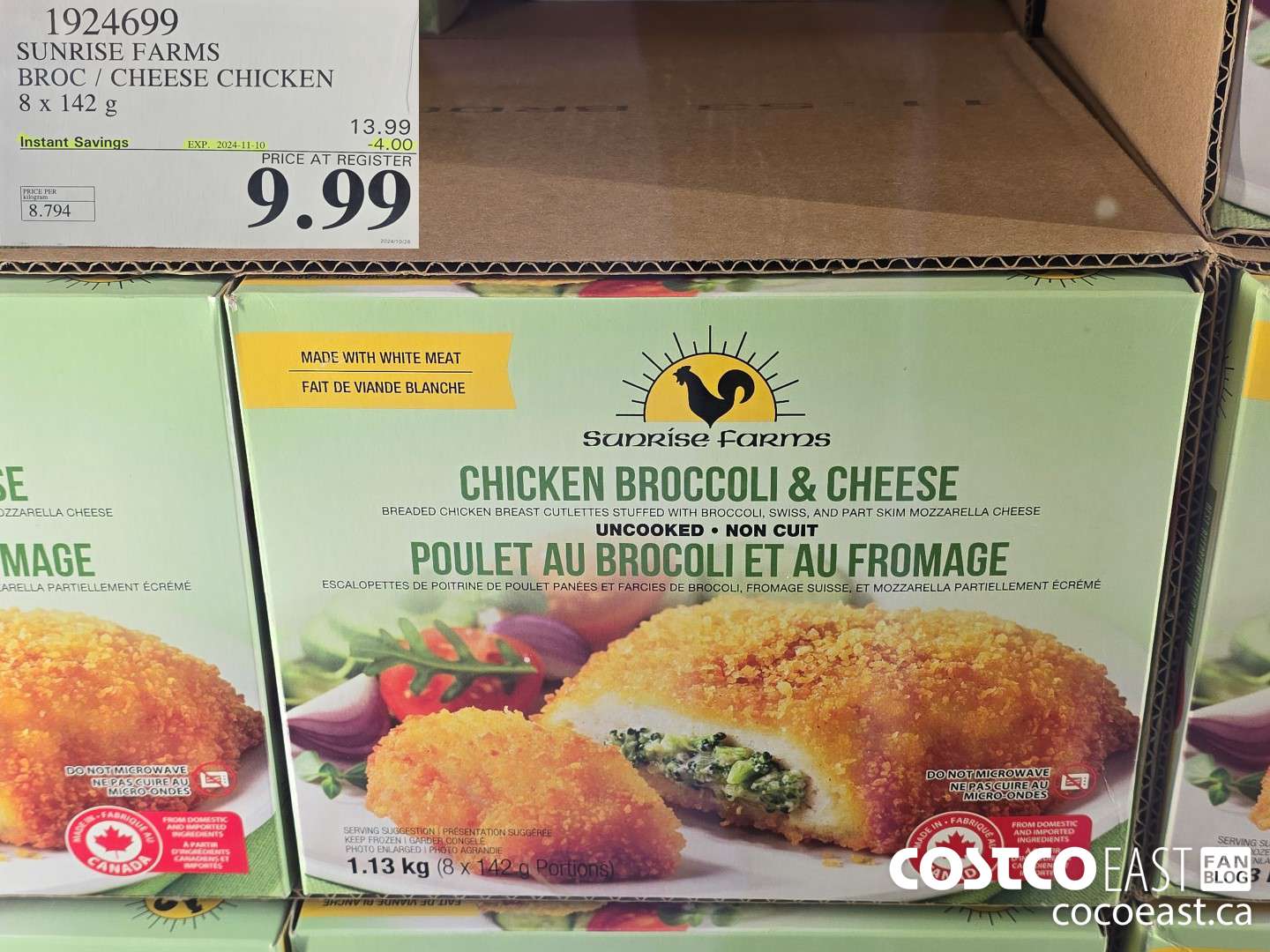 1924699 SUNRISE FARMS BROC/CHEESE CHICKEN 8 X 142g ($4.00 INSTANT SAVINGS EXPIRES ON 2024-11-10) $9.99