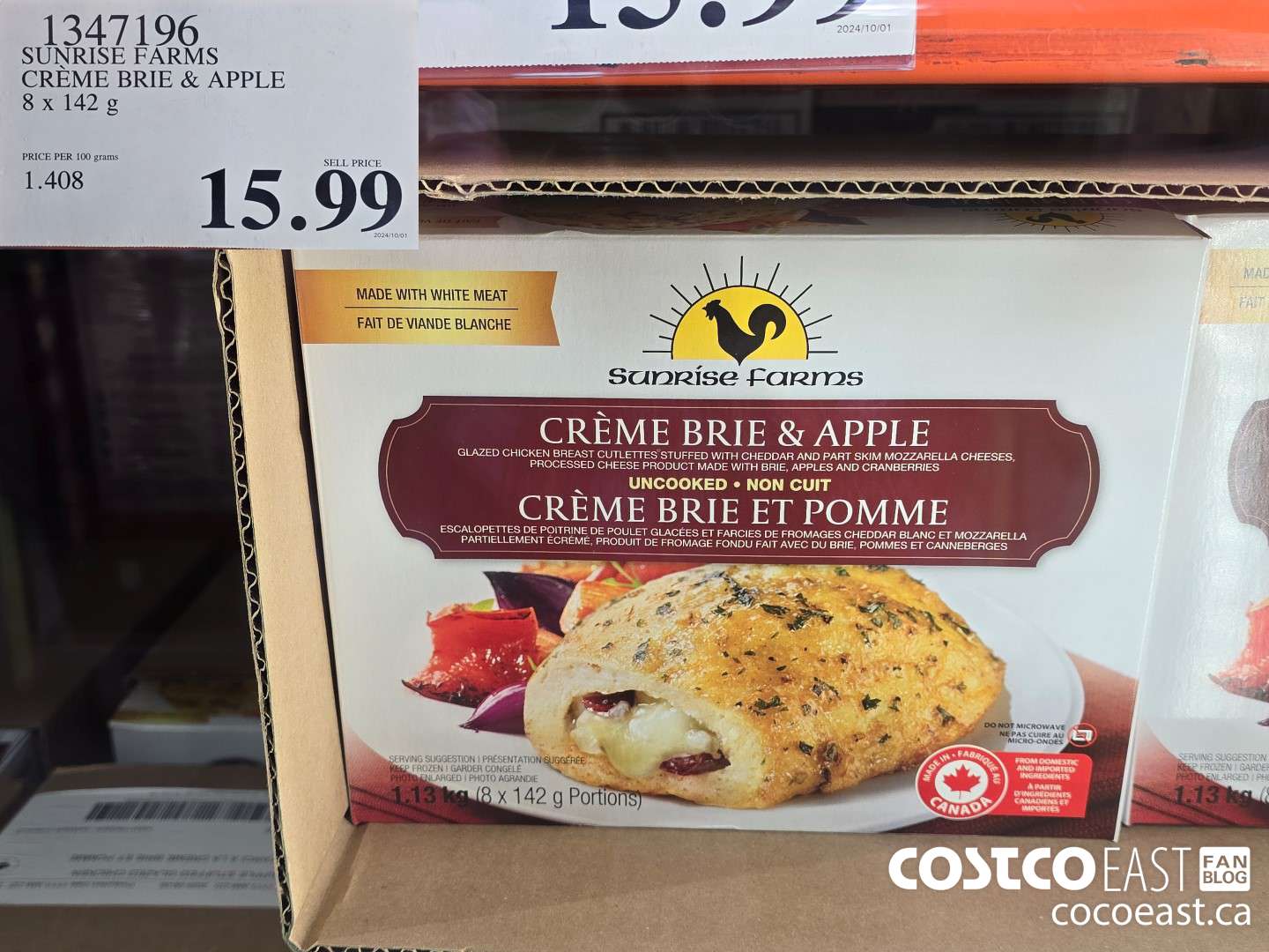 1347196 SUNRISE FARMS CREME BRIE & APPLE 8 X 142 G $15.99