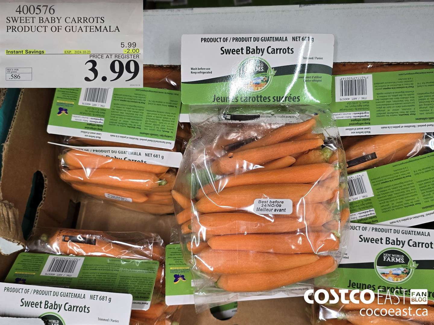 400576 SWEET BABY CARROTS PRODUCT OF GUATEMALA ($2.00 INSTANT SAVINGS EXPIRES ON 2024-10-23) $3.99