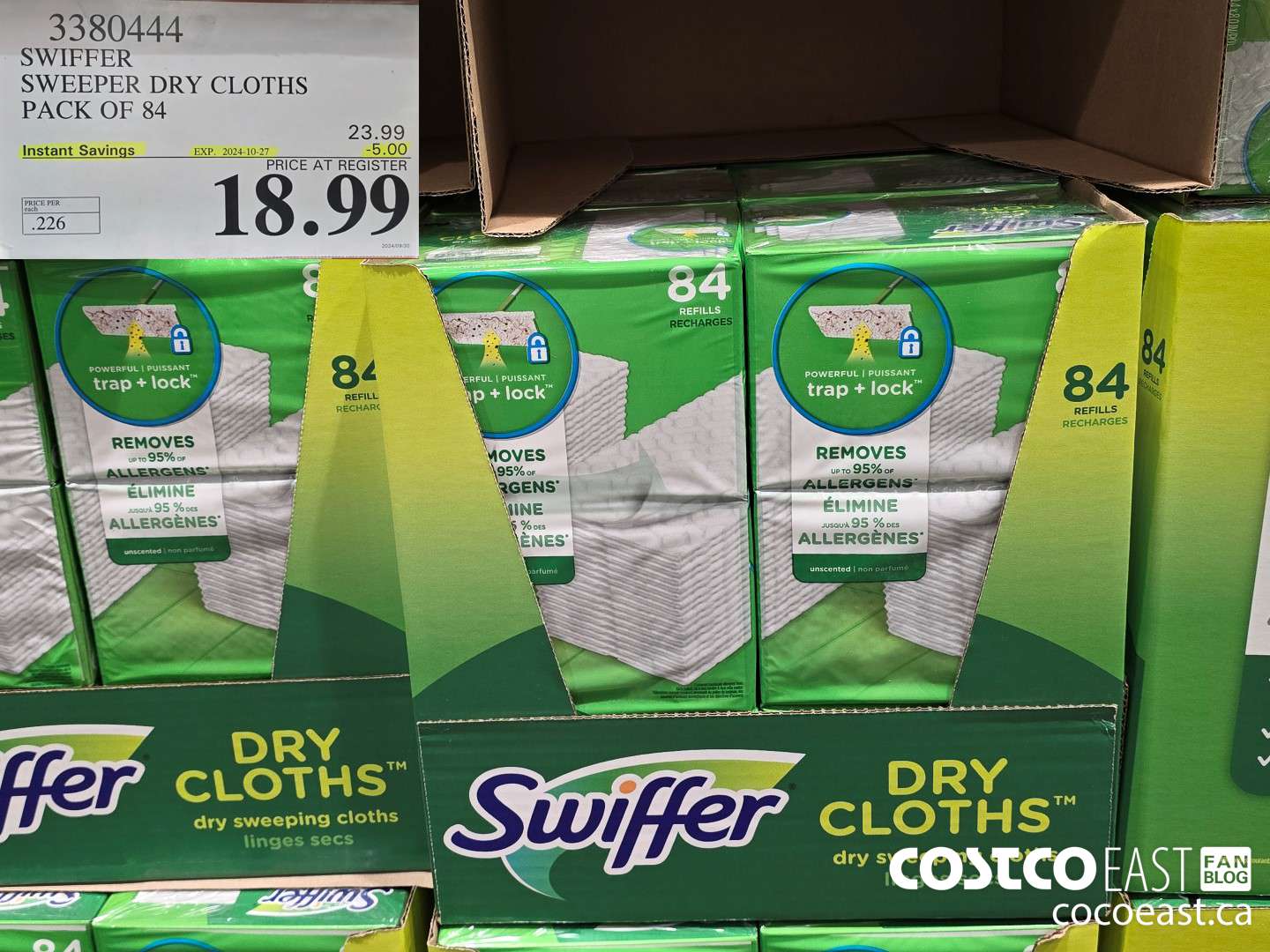 3380444 SWIFFER SWEEPER DRY CLOTHS PACK OF 84 ($5.00 INSTANT SAVINGS EXPIRES ON 2024-10-27) $18.99