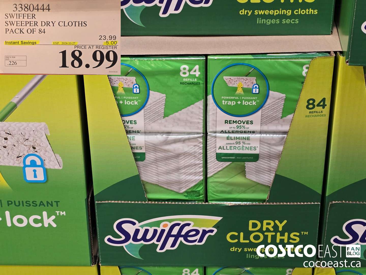 3380444 SWIFFER SWEEPER DRY CLOTHS PACK OF 84 ($5.00 INSTANT SAVINGS EXPIRES ON 2024-10-27) $18.99
