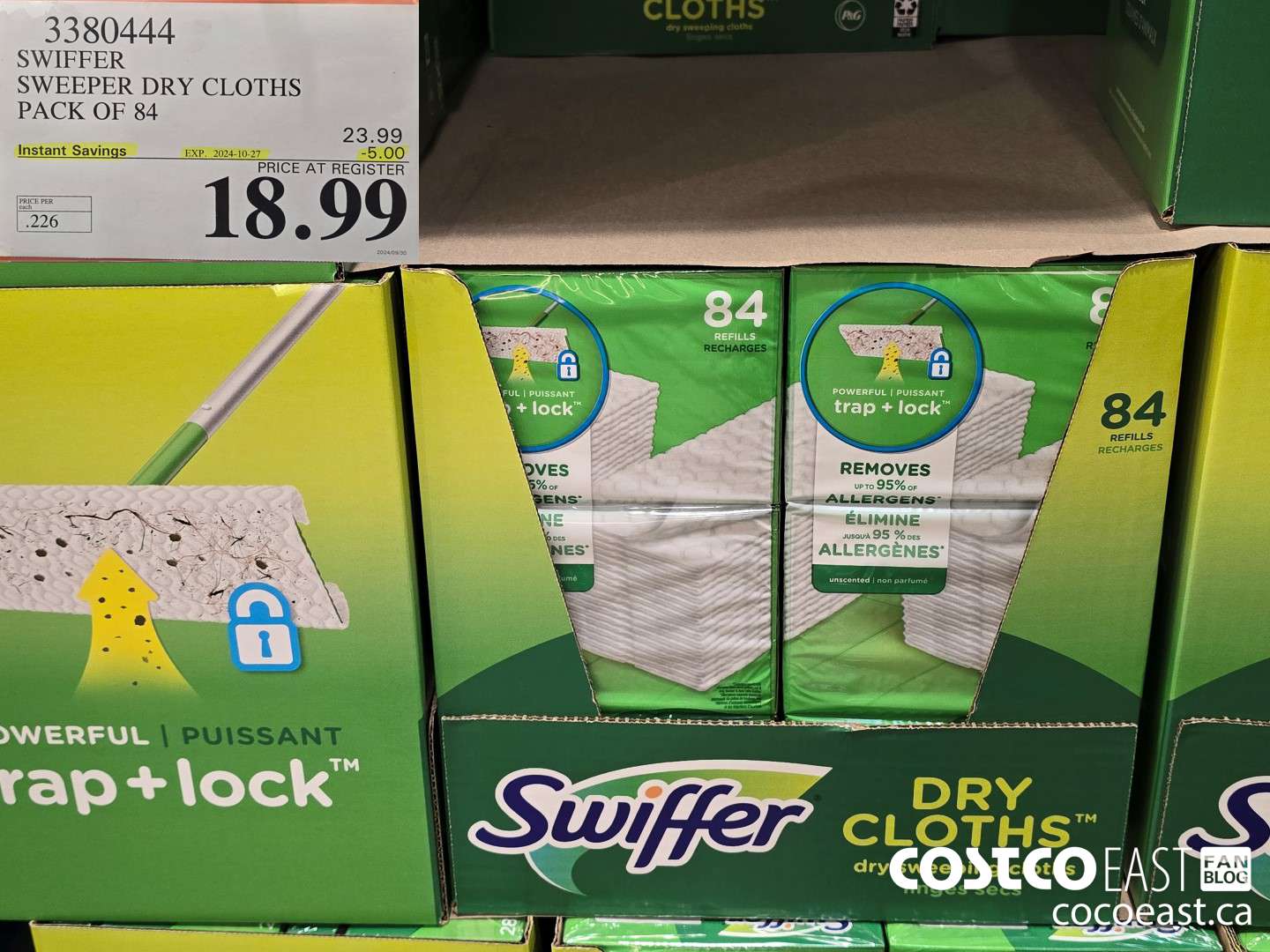 3380444 SWIFFER SWEEPER DRY CLOTHS PACK OF 84 ($5.00 INSTANT SAVINGS EXPIRES ON 2024-10-27) $18.99