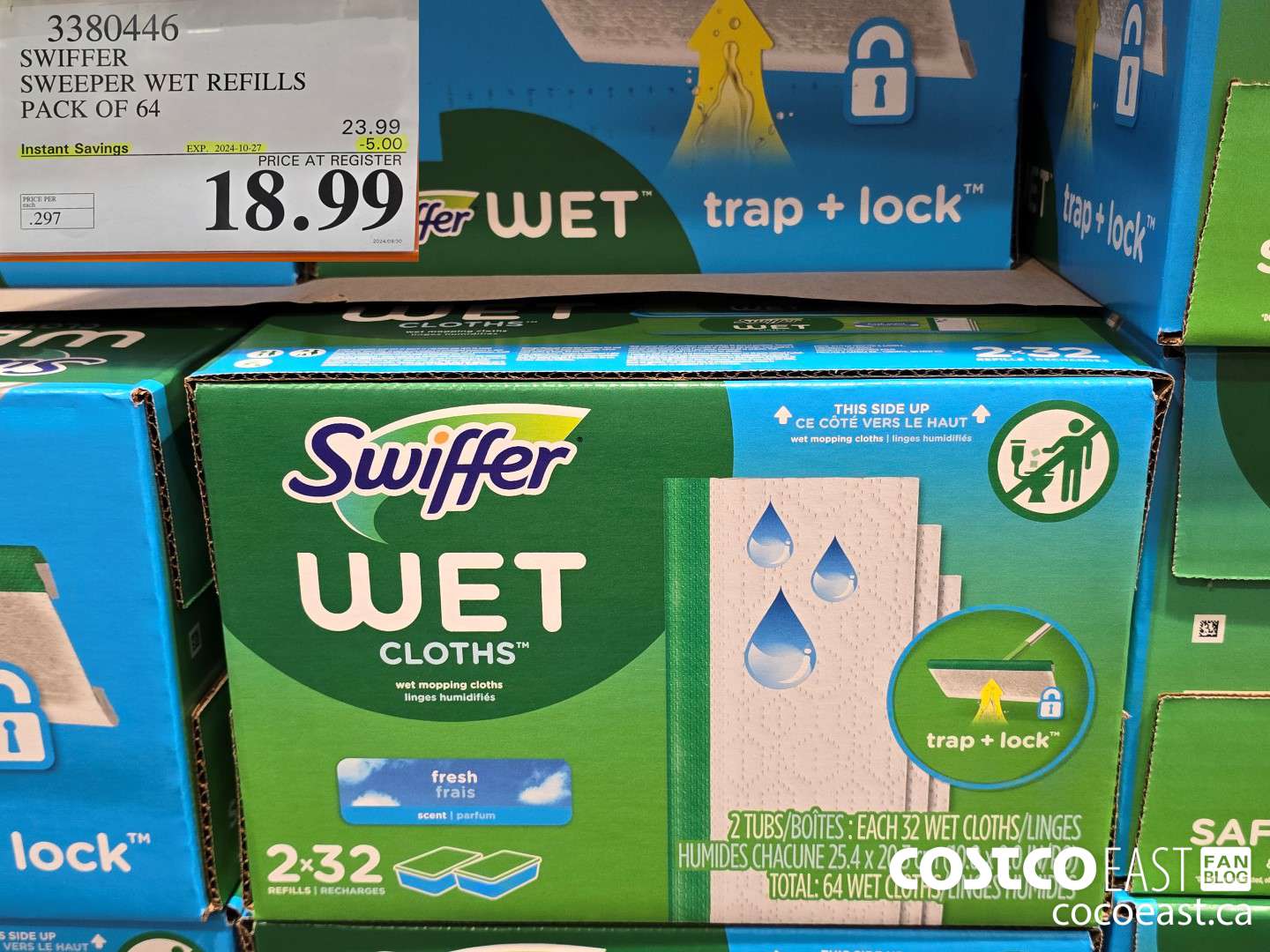 3380446 SWIFFER SWEEPER WET REFILLS PACK OF 64 ($5.00 INSTANT SAVINGS EXPIRES ON 2024-10-27) $18.99