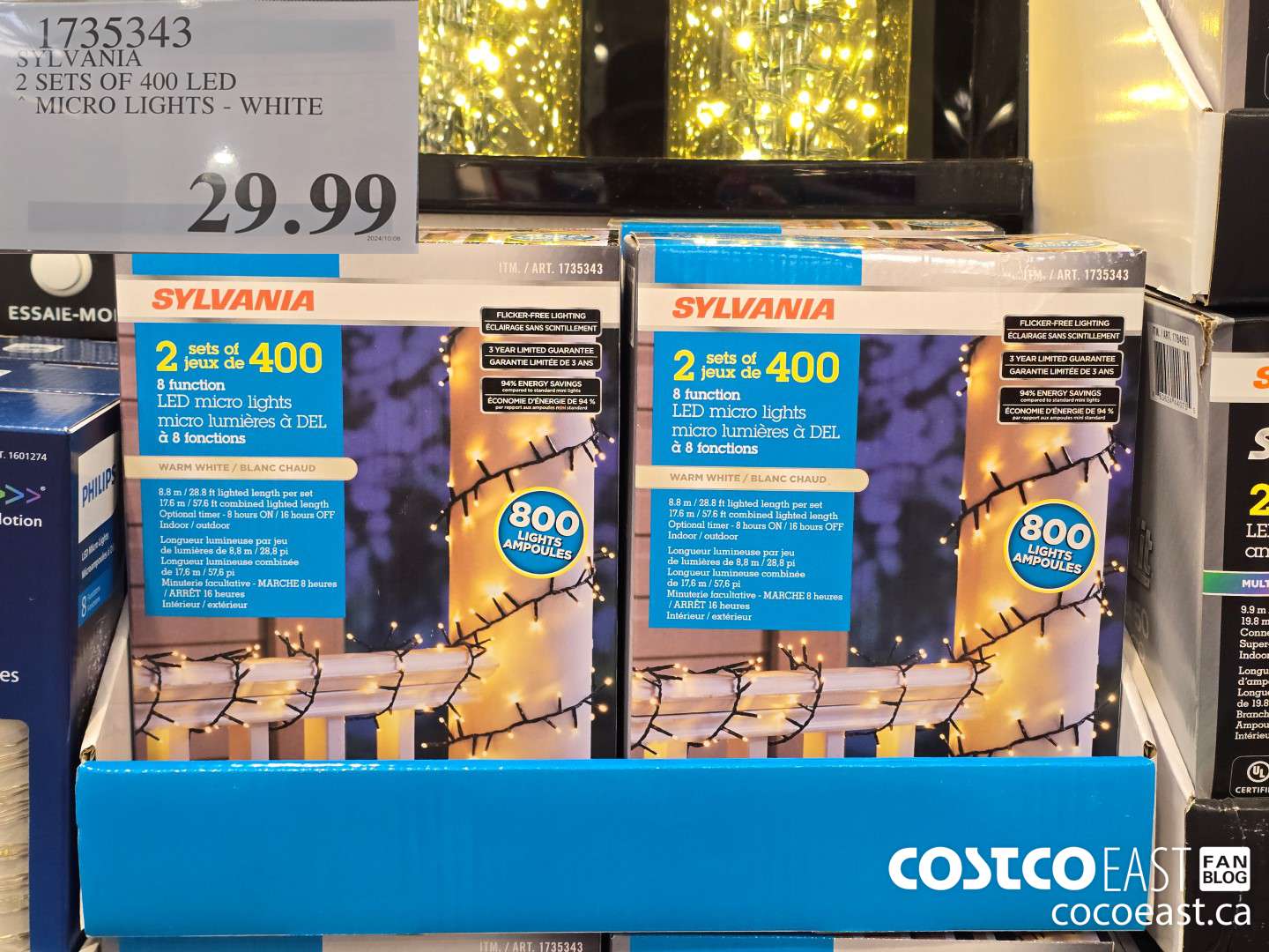 1735343 SYLVANIA STAY-LIT 2 SETS OF 400 LED MINI ~ WARM WHITE LIGHTS $29.99