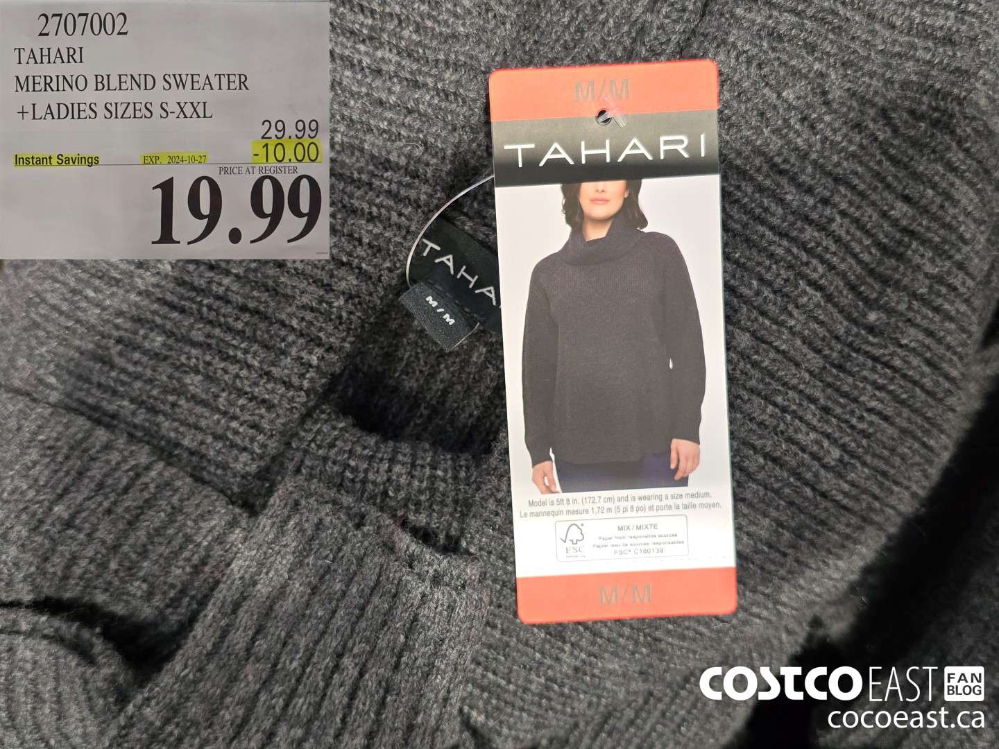 2107002 TAHARI MERINO BLEND SWEATER +LADIES SIZES S-XXL ($10.00 INSTANT SAVINGS EXPIRES ON 2024-10-27) $19.99