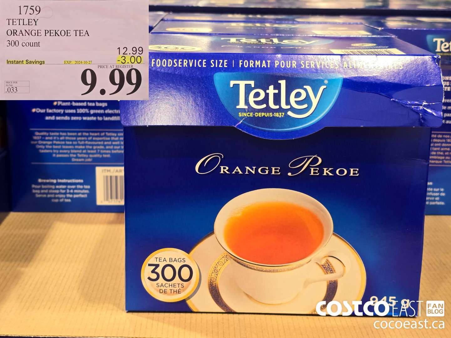 1759 TETLEY ORANGE PEKOE TEA 300 COUNT ($3.00 INSTANT SAVINGS EXPIRES ON 2024-10-27) $9.99
