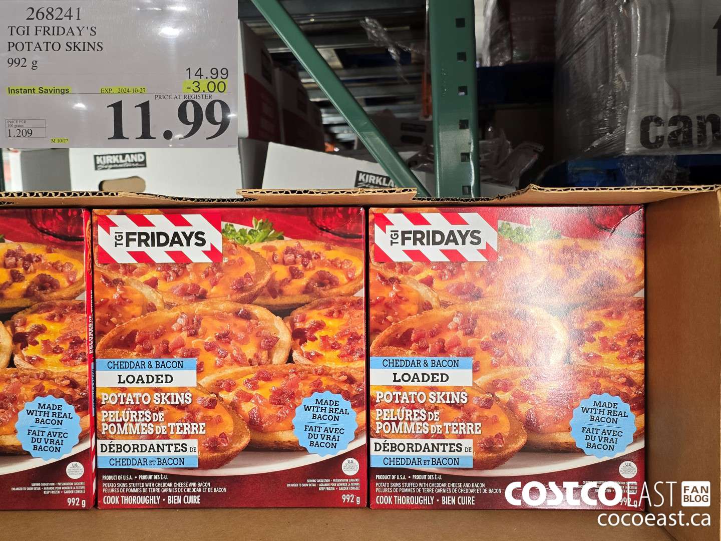 268241 TGI FRIDAY'S POTATO SKINS 992 G ($3.00 INSTANT SAVINGS EXPIRES ON 2024-10-27) $11.99