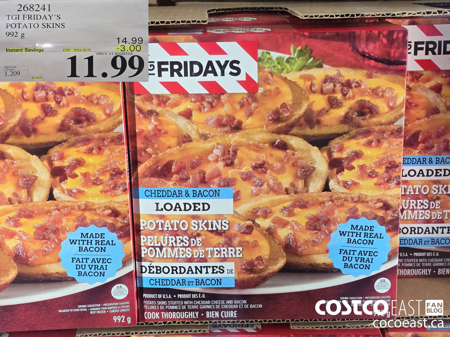 268241 TGI FRIDAY'S POTATO SKINS 992 G ($3.00 INSTANT SAVINGS EXPIRES ON 2024-10-27) $11.99