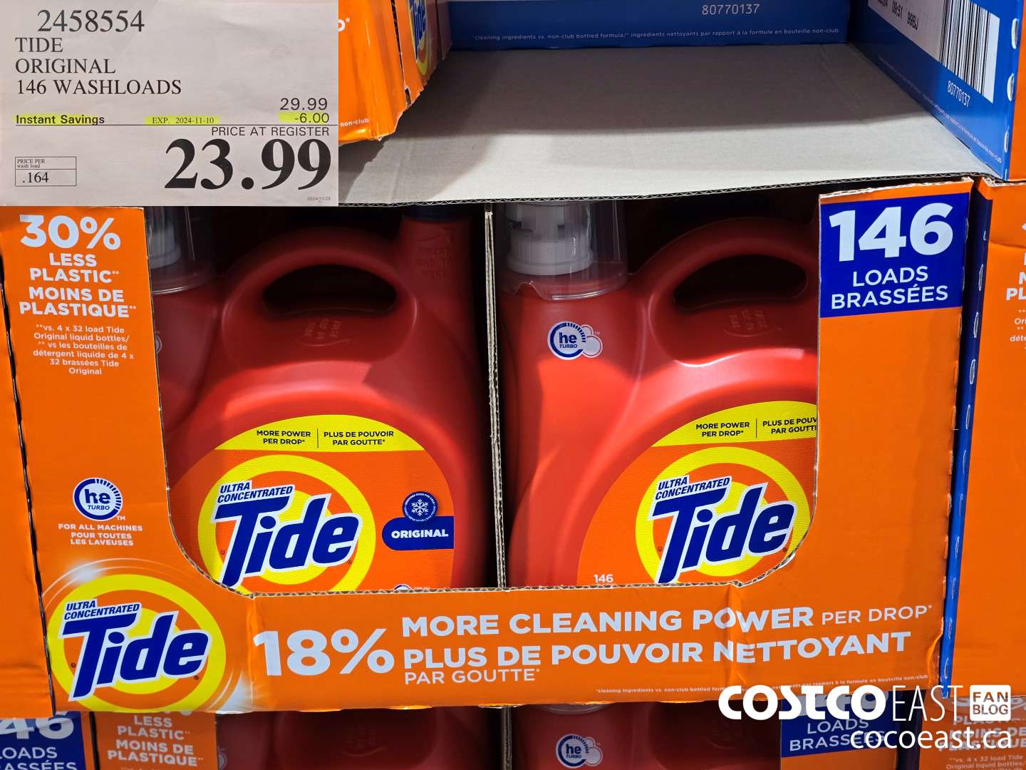2458554 TIDE ORIGINAL 146 WASHLOADS ($6.00 INSTANT SAVINGS EXPIRES ON 2024-11-10) $23.99