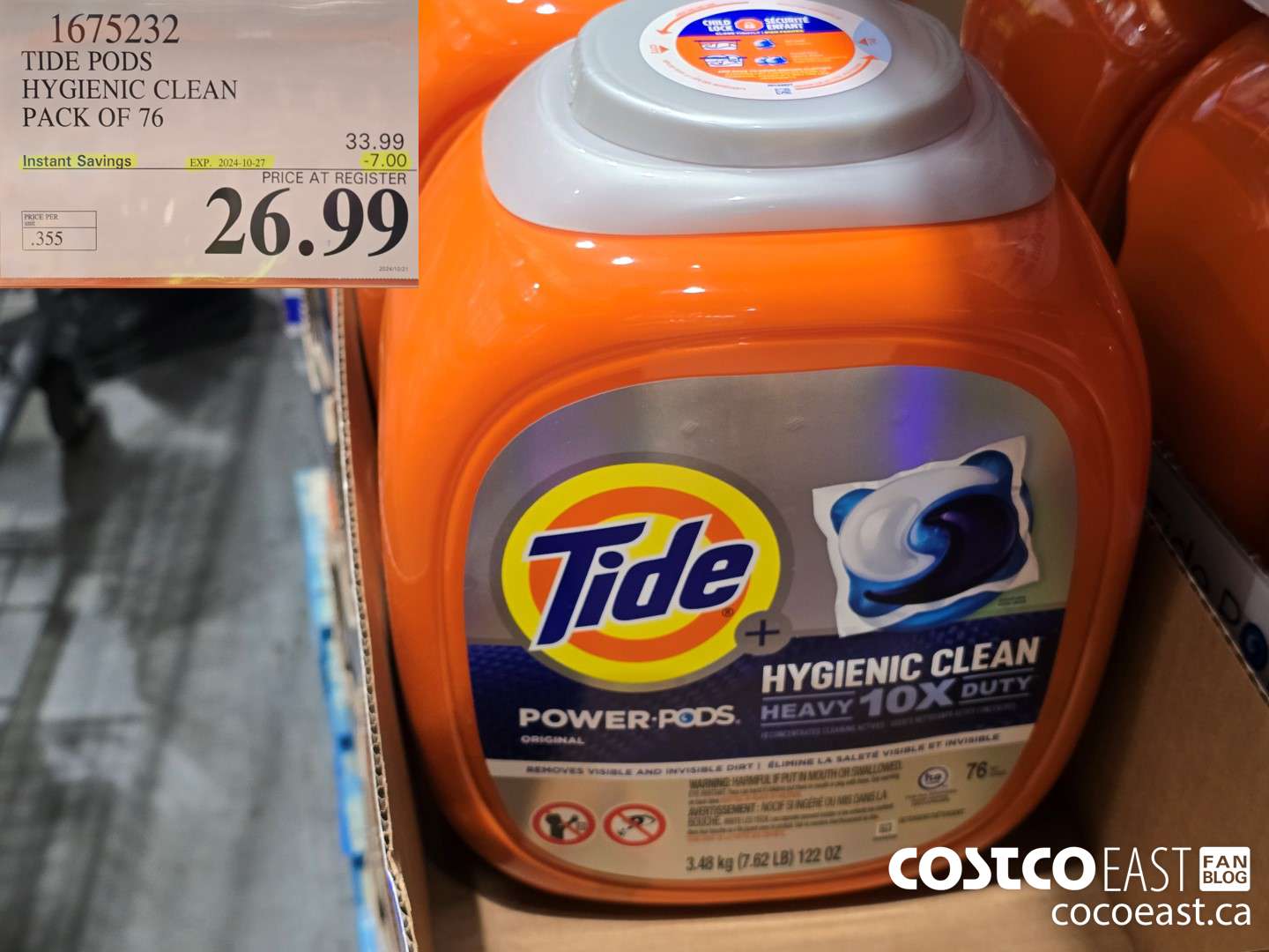 1675232 TIDE PODS HYGIENIC CLEAN PACK OF 76 ($7.00 INSTANT SAVINGS EXPIRES ON 2024-10-27) $26.99