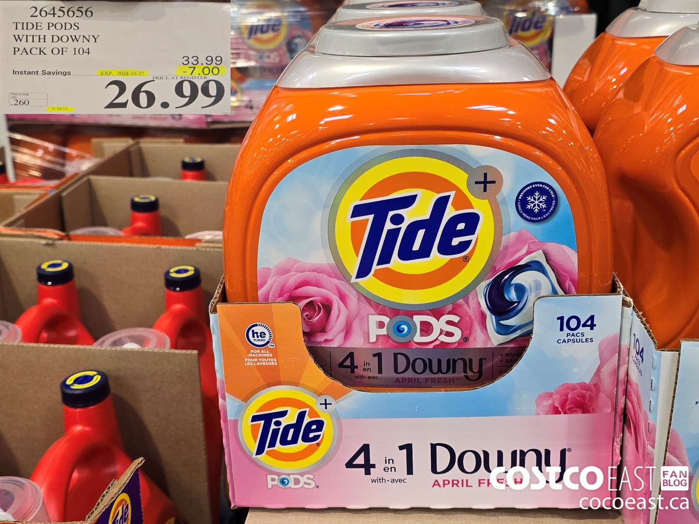 2645656 TIDE PODS WITH DOWNY PACK OF 104 ($7.00 INSTANT SAVINGS EXPIRES ON 2024-10-27) $26.99