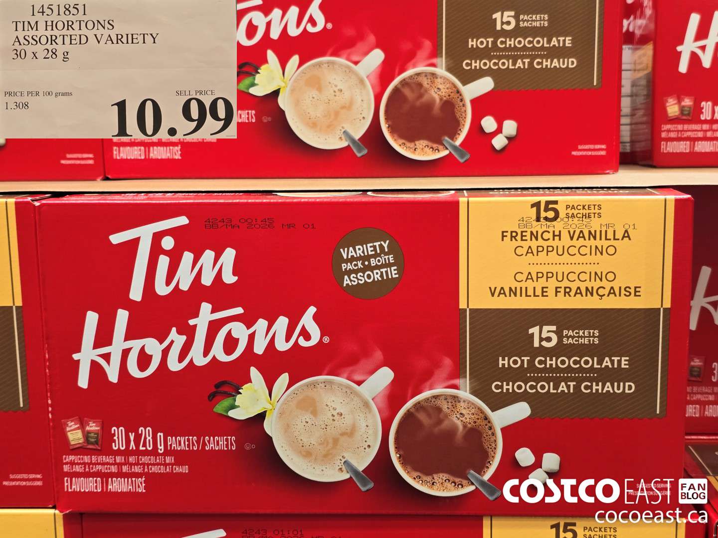 1451851 TIM HORTONS ASSORTED VARIETY 30 X 28G $10.99