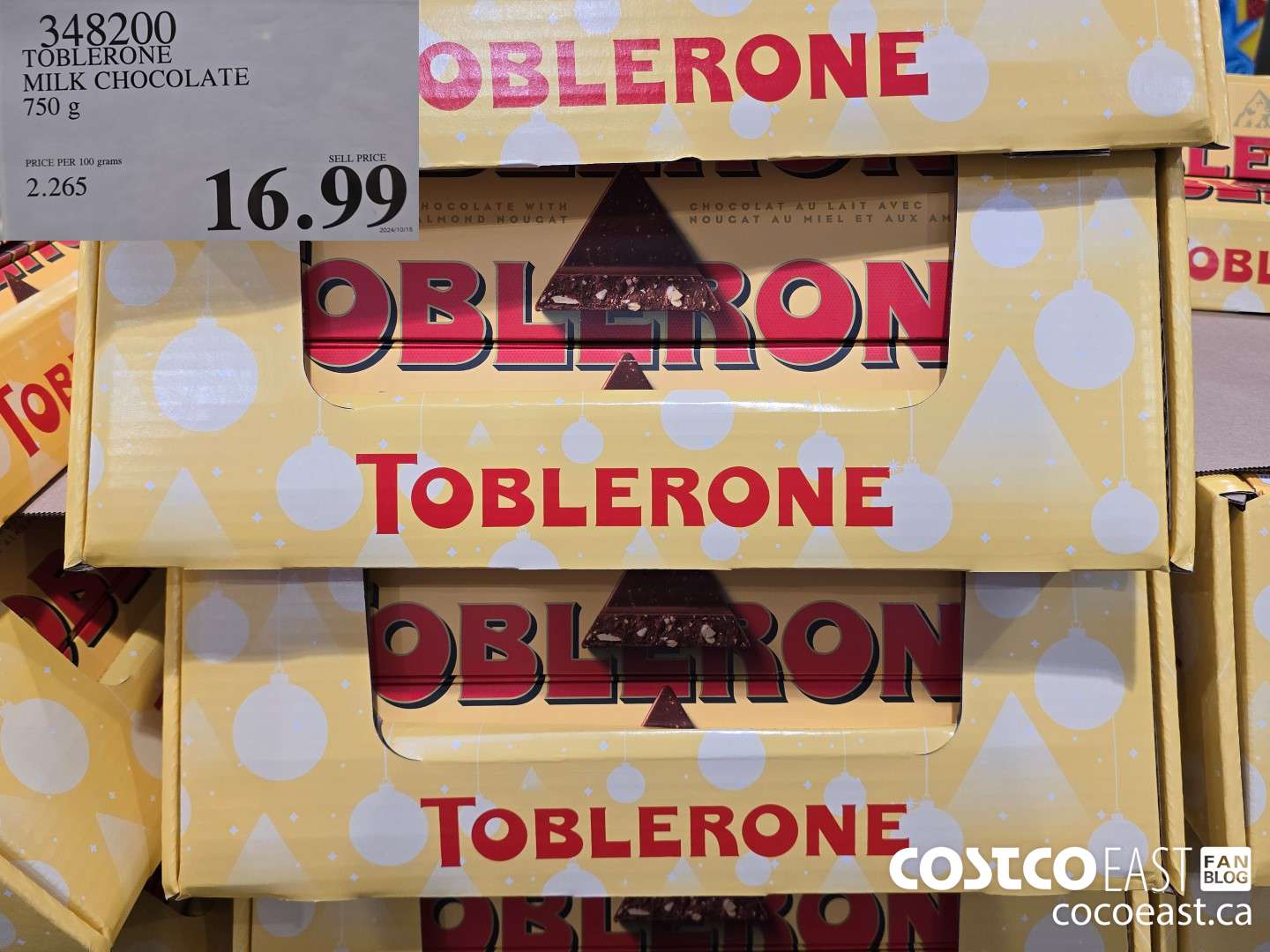 348200 TOBLERONE MILK CHOCOLATE 750 G $16.99