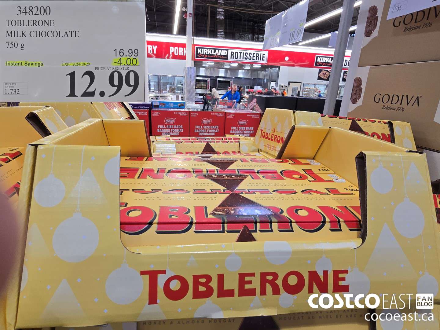 348200 TOBLERONE MILK CHOCOLATE 750 G ($4.00 INSTANT SAVINGS EXPIRES ON 2024-10-20) $12.99