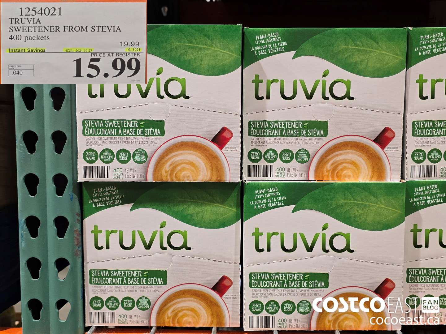1254021 TRUVIA SWEETENER FROM STEVIA 400 packets ($4.00 INSTANT SAVINGS EXPIRES ON 2024-10-27) $15.99