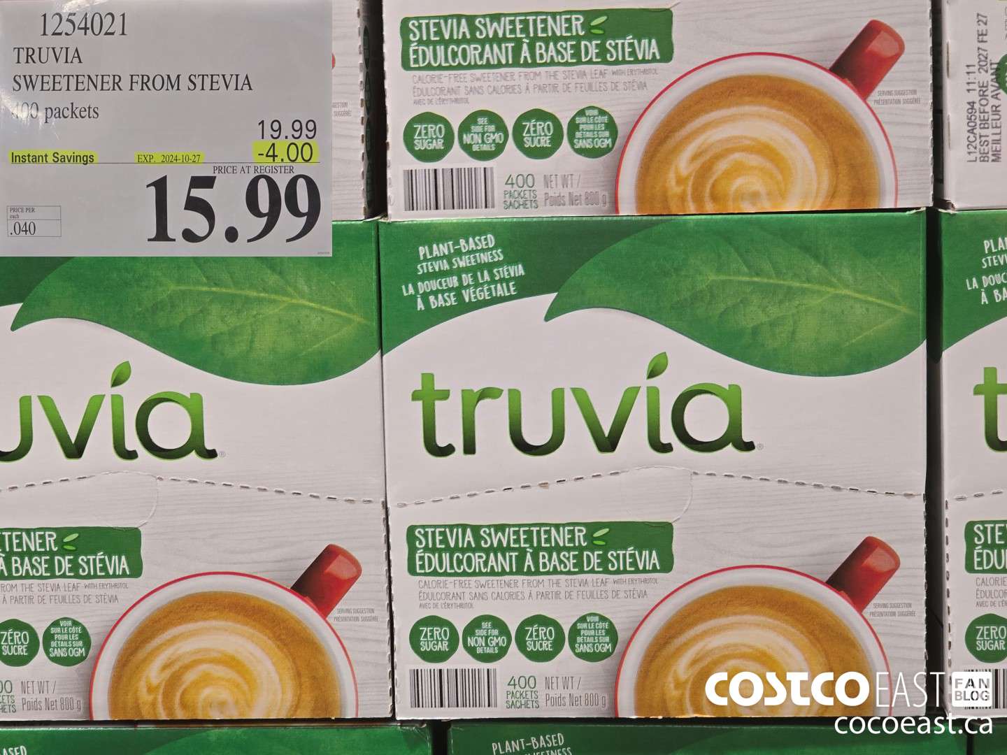 1254021 TRUVIA SWEETENER FROM STEVIA 400 packets ($4.00 INSTANT SAVINGS EXPIRES ON 2024-10-27) $15.99