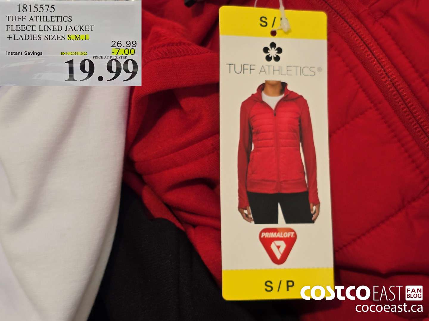 1815575 TUFF ATHLETICS FLEECE LINED JACKET +LADIES SIZES S-L& XXL ($7.00 INSTANT SAVINGS EXPIRES ON 2024-10-27) $19.99