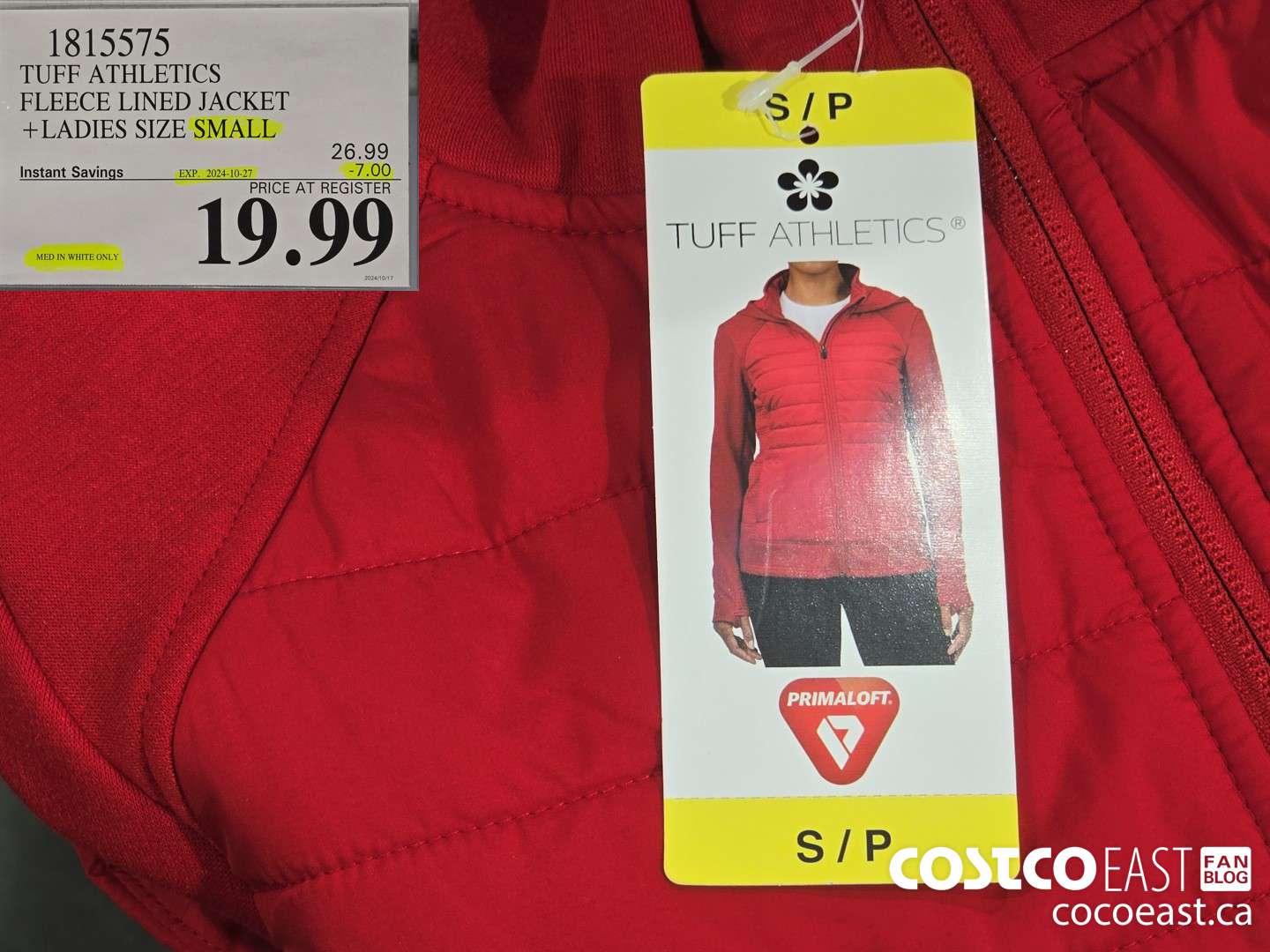 1815575 TUFF ATHLETICS FLEECE LINED JACKET +LADIES SIZES S-L& XXL ($7.00 INSTANT SAVINGS EXPIRES ON 2024-10-27) $19.99
