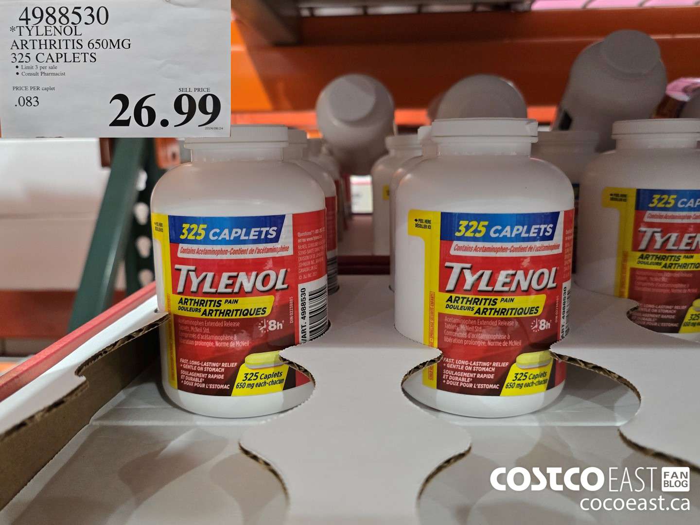 4988530 *TYLENOL ARTHRITIS 650MG 325 CAPLETS $26.99
