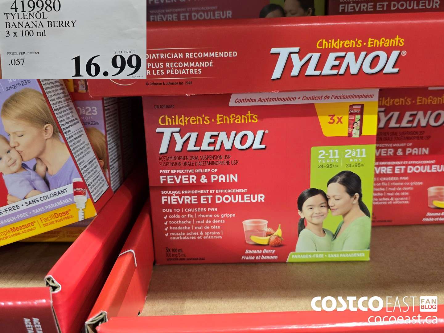 419980 TYLENOL BANANA BERRY 3 x 100 ML $16.99