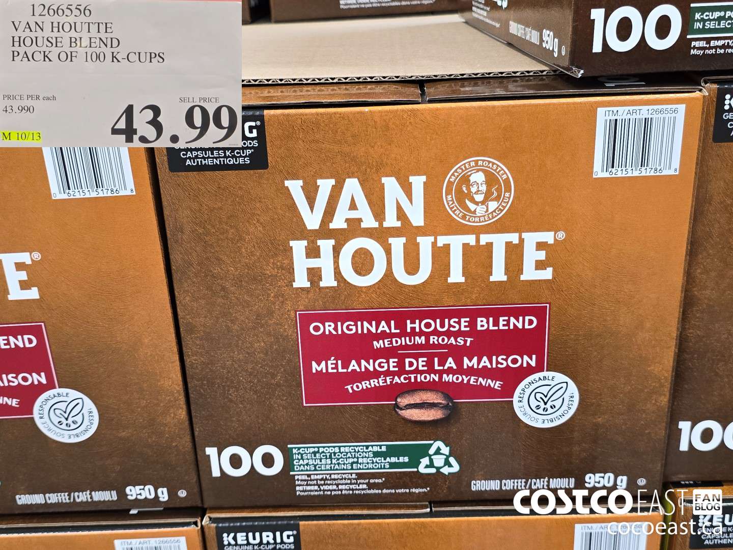 1266556 VAN HOUTTE HOUSE BLEND PACK OF 100 K-CUPS $43.99