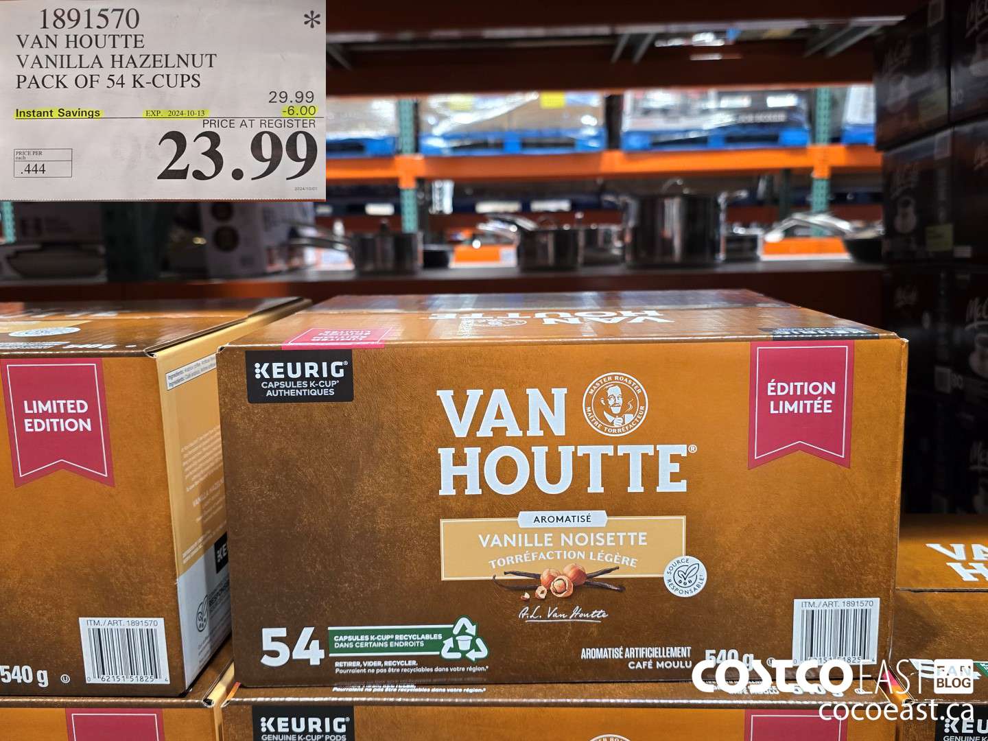 1891570 VAN HOUTTE VANILLA HAZELNUT PACK OF 54 K-CUPS ($6.00 INSTANT SAVINGS EXPIRES ON 2024-10-13) $23.99