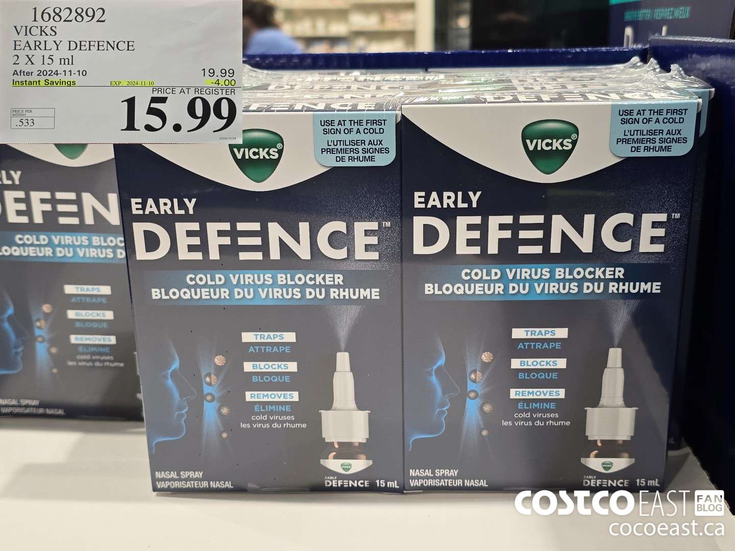 1682892 VICKS EARLY DEFENCE 2 X 15 ml ($4.00 INSTANT SAVINGS EXPIRES ON 2024-11-10) $15.99