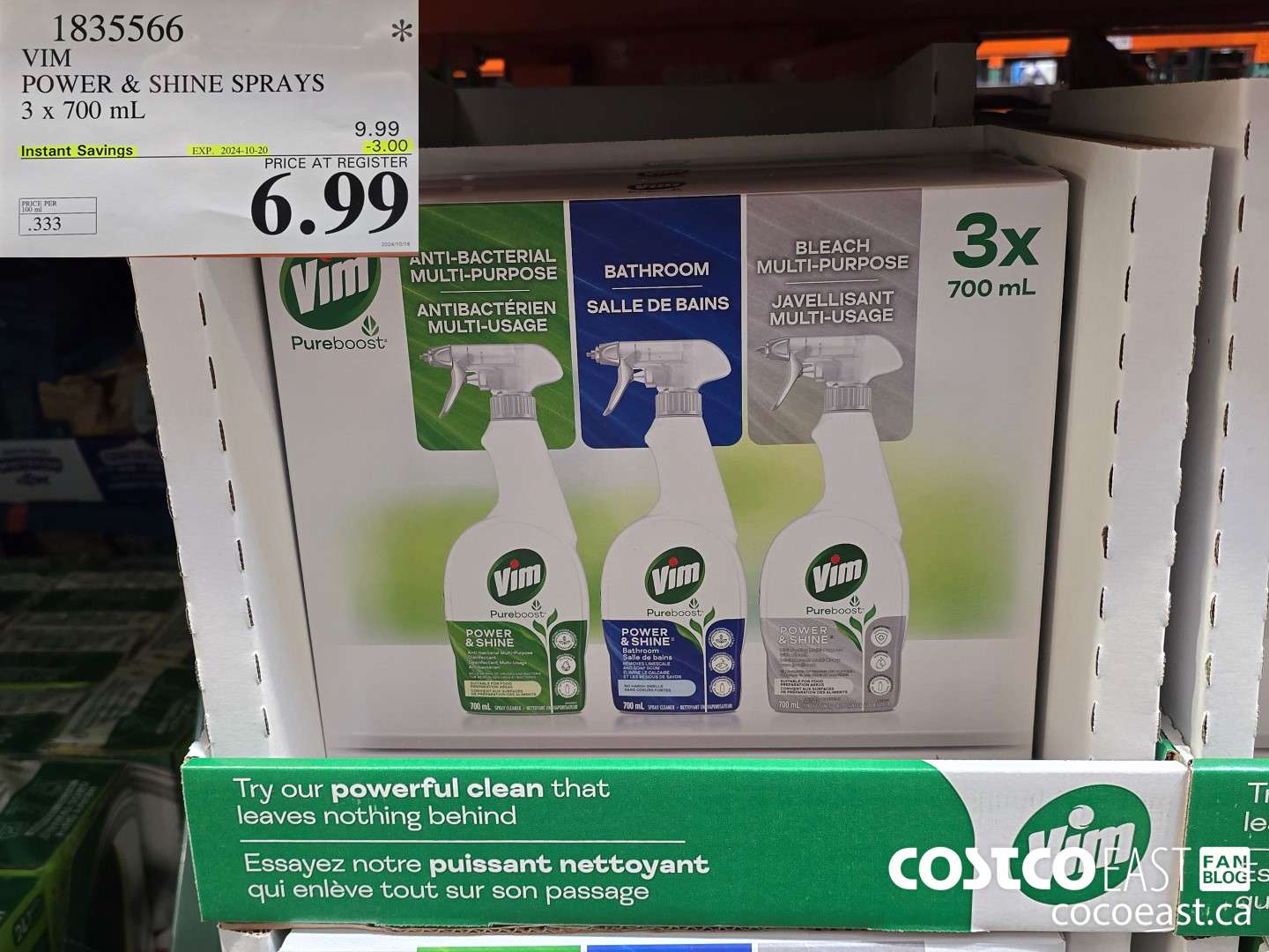 1835566 VIM POWER & SHINE SPRAYS 3 x 700 mL ($2.00 INSTANT SAVINGS EXPIRES ON 2024-10-20) $6.99